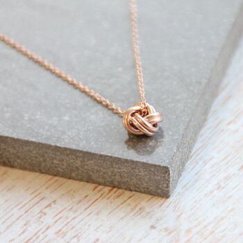 Rose Gold Knot Necklace, Love Between Mother And Daughter, 2 of 5