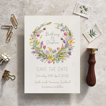 Spring Flowers Save The Date Cards And Envelopes, 4 of 9