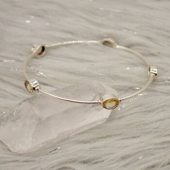 Citrine Sterling Silver Bangle Bracelet, 4 of 6