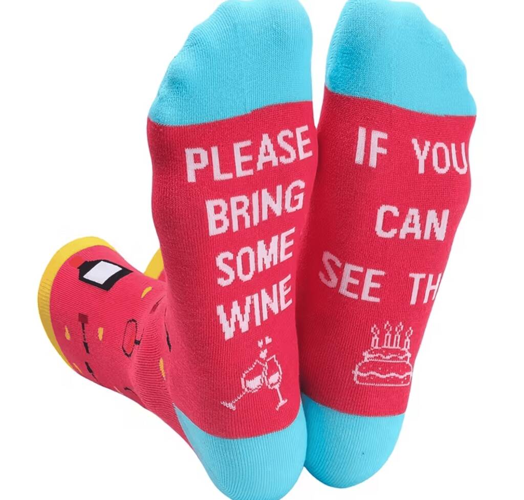 Bring Wine Novelty Fun Socks Size Five To Nine, 1 of 5