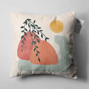 Minimalist Abstract Sun And Leaves Cushion Cover, 4 of 5
