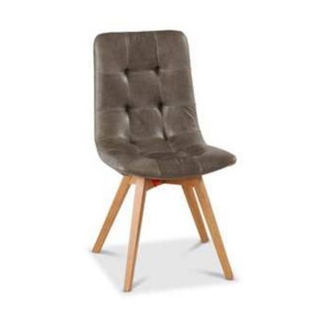 Italian Leather Curved Seat Dining Chair Brown Or Grey, 3 of 7
