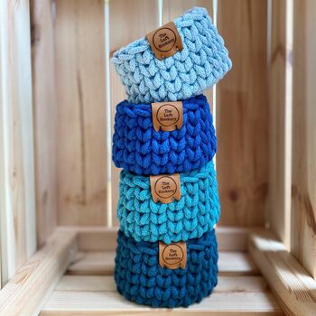 Tiny Block Colour Crochet Basket Kit, 2 of 5