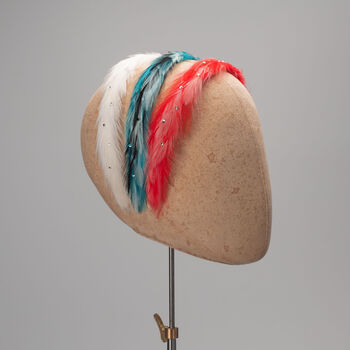 Coral Feather And Crystal Headband 'Marina', 9 of 11