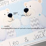 Personalised Bear Twins First Christmas Card, thumbnail 4 of 10