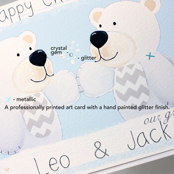 Personalised Bear Twins First Christmas Card, 4 of 10