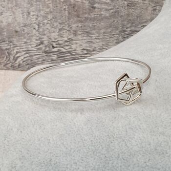Sterling Silver Bangle With Geometric Charms, 4 of 10