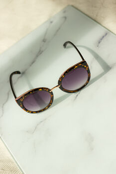 Black Tortoise Shell Gold Rim Cat Eye Sunglasses, 3 of 6