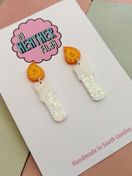 Candle Glitter Christmas Earrings / Festive Jewellery / Classic Holiday Jewellery / Christmas Letterbox Gift, 4 of 6