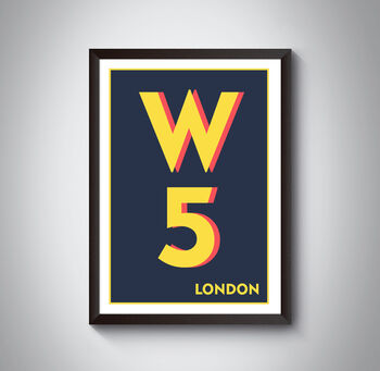 W5 Hammersmith London Postcode Typography Print, 7 of 9