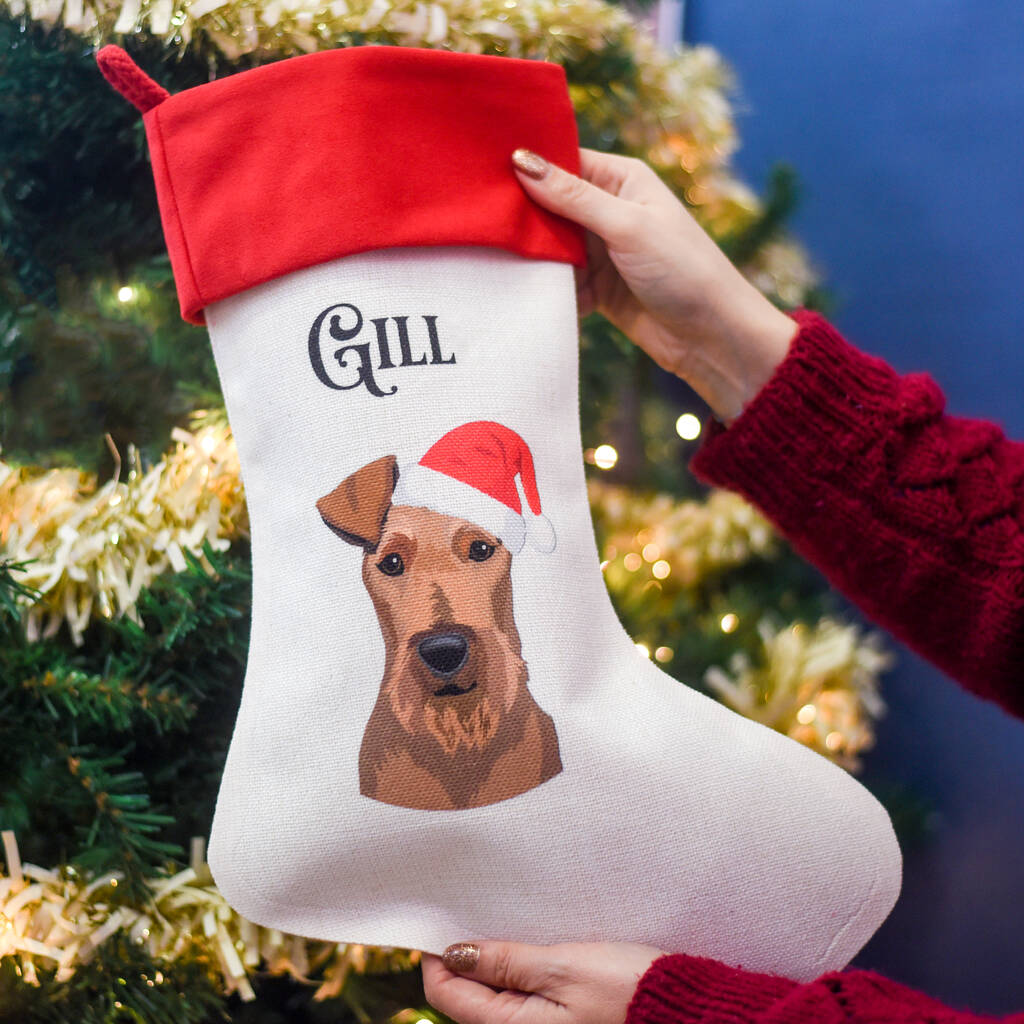 Personalised Santa Dog Christmas Stocking, 1 of 12