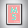 M5 Manchester Typography Postcode Print, thumbnail 8 of 10