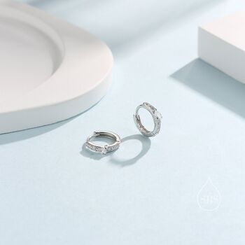 Tiny Pear Shape Cz Huggie Hoop Earrings, 8 of 11