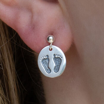 Sterling Silver Footprints Earrings, 2 of 6