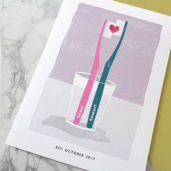 Personalised Couples Toothbrush Print, 2 of 8