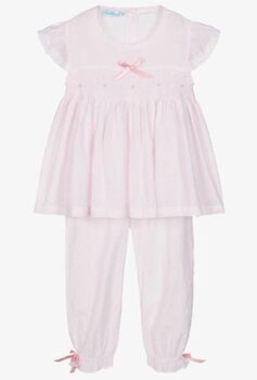 Personalised Girl's Pink Lilac Smocked Pyjamas, 4 of 5