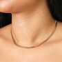 Stainless Steel Herringbone Chain Necklace In Gold, thumbnail 2 of 4