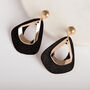 Black Tear Drop Natural Wood Earrings, thumbnail 1 of 3