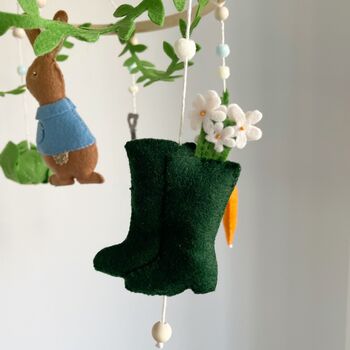 Handmade Peter Rabbit Themed Baby Cot Mobile, 9 of 10