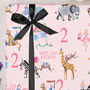 Three Sheets Of 2nd Birthday Zoo Animals Wrapping Paper, thumbnail 1 of 2