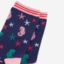 Womens Bamboo Socks Navy Pink Seahorse Starfish, thumbnail 2 of 4