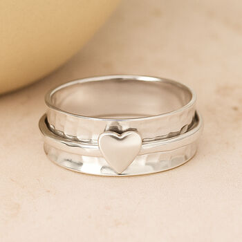 Personalised Sterling Silver Heart Spinner Ring, 3 of 11