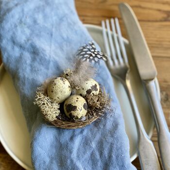 Handmade Miniature Nests With Real Blown Quail Eggs, 9 of 9