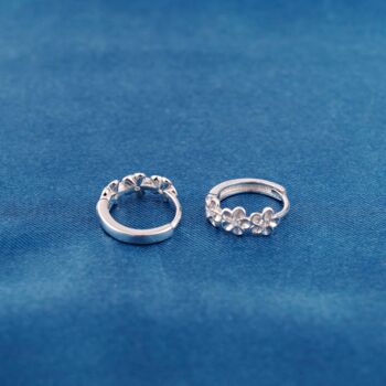 Silver Floral Half Hoop Earrings, 7 of 8