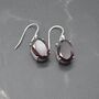 Garnet Earrings: Dangle Drop, Oval, January Birthstone, thumbnail 2 of 11