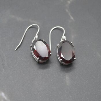 Garnet Earrings: Dangle Drop, Oval, January Birthstone, 2 of 11