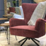 Gable Chenille Berry Red Armchair, thumbnail 5 of 7