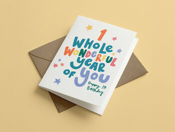One Whole Wonderful Year First Birthday Card, 5 of 5