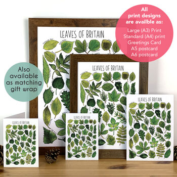 Tree Leaves Of Britain Art Blank Greeting Card, 3 of 12