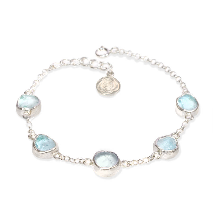 aquamarine gemstone ladies sterling silver bracelet by poppy jewellery ...