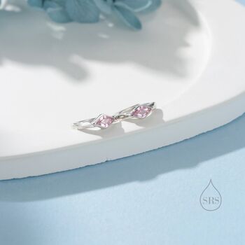 Tiny Rhombus Tourmaline Pink Cz Huggie Hoop In Sterling Silver, 4 of 12