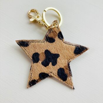 Leopard Print Leather Heart / Star Keyring / Charm, 5 of 8