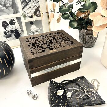 Personalised Wooden Filigree Trinket Box, 2 of 11