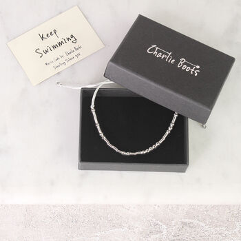 Sterling Silver 925 'Keep Swimming' Morse Code Bracelet, 3 of 6