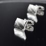 Silver Stripe Minimal Cufflinks 316 L Stainless Steel Polished Rectangular, thumbnail 4 of 5