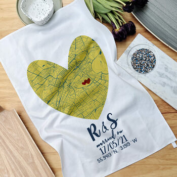 Personalised Couple's Map Tea Towel, 2 of 5