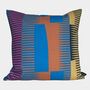 Square Combed Stripe Cushion Terracotta / Blue / Yellow, thumbnail 1 of 2