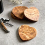 Set Of Four Italian Olive Wood Heart Coasters, thumbnail 1 of 7