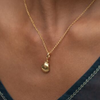 Clam Shell Charm Necklace, Sterling Silver Or Gold Plated, 4 of 11