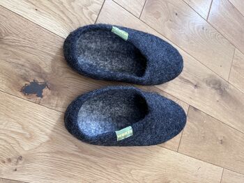 Dark Grey 100% Wool Indoor Slippers Made In Nepal, 6 of 6