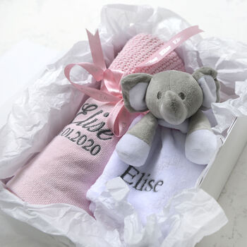 Personalised Pink Cellular Blanket And Comforter Hamper, 4 of 12