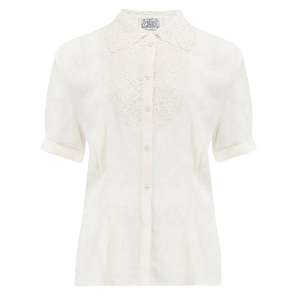 Lacey Blouse In Cream Vintage 1940s Style, 1 of 2
