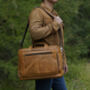 Genuine Leather Briefcase With Luggage Strap Brown, thumbnail 2 of 10