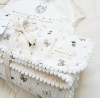 Ditsy Butterfly Baby Blanket And Comforter Gift Set, 4 of 12