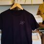 Personalised Love Heart Hand Embroidered Navy T Shirt, thumbnail 4 of 10