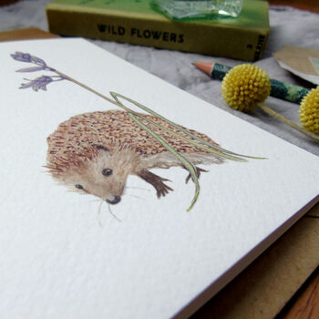 Hedgehog And Bluebell Any Occasion Greetings Card, 5 of 5